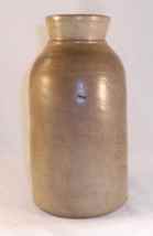 Vintage Salt Glazed Gray Colored Cylindrical Undecorated Stoneware Tall Jar - £93.30 GBP