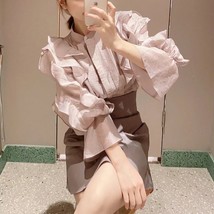 Kuzuwata  Fungus Ee O Neck Long Petal Sleeve Shirt Japanese Fashion Sweet Blusas - £98.94 GBP