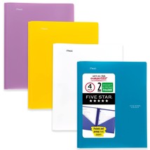 Five Star 2-Pocket Folders, 4 Pack, Plastic Folders with Prong Fasteners, Holds  - £23.97 GBP