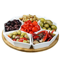 Elama Signature 12 Inch 7-Piece Condiment Server Set with a Bamboo Lazy ... - $47.57