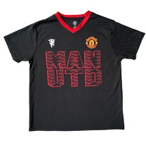 Manchester United MAN UTD black and red XL short sleeve v-neck soccer t-shirt - £22.93 GBP