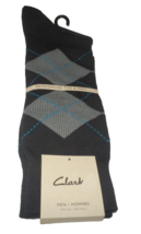 NEW Mens CLARKS Blue Gray ARGYLE SOCKS Cotton Blend  10 - 13 - £15.44 GBP