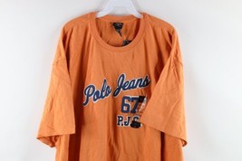 NOS Vtg 90s Ralph Lauren Mens 4XL Script Spell Out Short Sleeve T-Shirt Orange - £54.09 GBP