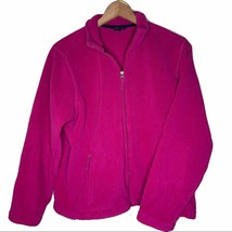 Lands End pink fleece zip front jacket large 14/16 - $12.89