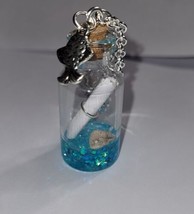 Message Bottle Necklace Silver Seashell Fish Charm Nautical Beach - $9.50