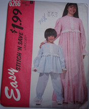 Stitch‘N Save Children’s &amp; Girls Nightgown &amp; Pajamas Size M-L #6266 Uncut - $1.99