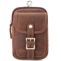 2022 New Vintage Belt Pouch Men Wasit Pack Crazy Horse Leather Small Bags Leisur - £45.26 GBP
