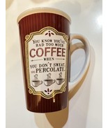 Pier 1 LARGE Stoneware Coffee Mug/Cup Great Graphics For Your Coffee Dri... - £14.45 GBP