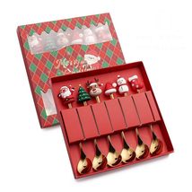 Cartoon 6pcs Set Spoons Santa Claus Pattern Handle Stainless Steel Teaspoons Din - $16.65