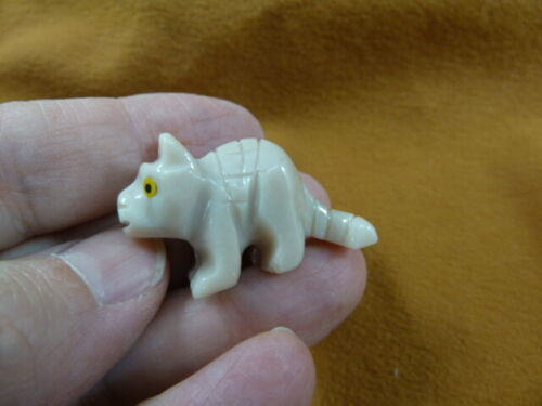 (Y-TIG-55) little white baby TIGER figurine SOAPSTONE PERU stone carving... - $8.59