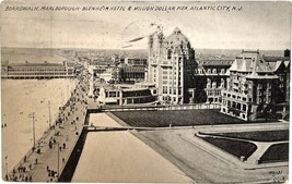 Boardwalk, Marlborough-Blenheim Hotel, Atlantic City, NJ, vintage postcard 1910 - £11.84 GBP