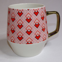 Large Ceramic Coffee Mug Red And Pink Hearts Gold Handle Valentine’s Day... - £5.38 GBP