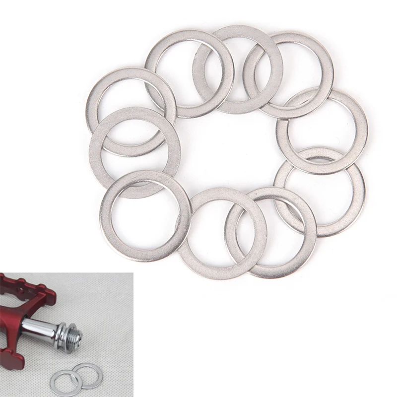 YIBAR 10Pcs Bicycle Pedal Spacer Crank Cycling MTB Bike Stainless Steel Ring W - £11.49 GBP