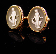 Erotic Nude Cufflinks / Art deco Saluki dog / Goddess / Vintage Greek Mythology  - £97.95 GBP