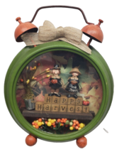 Blackout Lighted Round Wall Clock, Fall,Happy Harvest,Pilgrims Give Thanx,Gi - £18.74 GBP