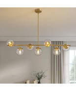 Gold Linear Chandelier, Kitchen Island Pendant Lighting Fixture, 7 Light... - $135.09 CAD