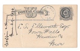 1876 Davenport Iowa Fancy Cancel Bullseye Target on UX5 Postal Card  - £4.01 GBP