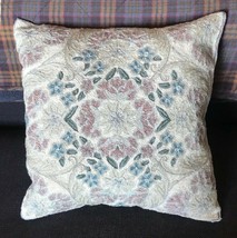 Hand Embroidered 16&quot; Pillow Cover - Kashmir Crewel Chain-Stitch Aari Wool - £24.48 GBP