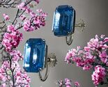 Vintage Blue Rhinestone Silver Tone Screw Back Earrings  - $54.34