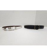 Vintage Calvin Klein Jeans Belt Geniune Leather &amp; White Leather manmade ... - $26.06 CAD