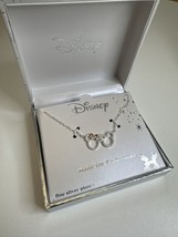Disney Mickey &amp; Minnie “Made For Each Other” Fine Silver Plated Necklace NIB! - £13.92 GBP