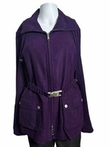 Lafayette Size 6 SMALL Womens Moleskin Zip Jacket w Belt Purple - PD - £17.34 GBP