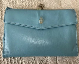Vintage Amity Light Blue Leather Clutch Purse Wallet - $29.02