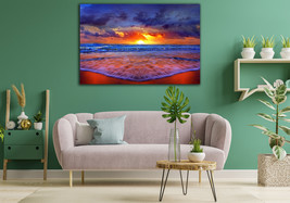 Ocean beach canvas wall art Beach canvas wall art Sunset canvas Beach sunset - £52.77 GBP