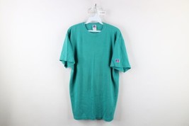 Vintage 90s Russell Athletic Mens Medium Faded Blank Mesh Jersey T-Shirt Teal - £31.11 GBP