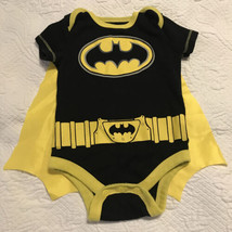 DC Comics Infant Baby Boys Bodysuit Bat Man Size 3 M Black Yellow Cape detaches - £10.08 GBP