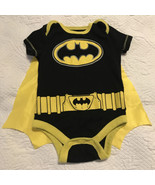 DC Comics Infant Baby Boys Bodysuit Bat Man Size 3 M Black Yellow Cape d... - £9.98 GBP