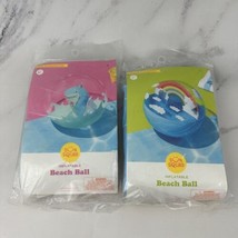 Target Sun Squad Inflatable Beach Ball Lot of 2 New Rainbow Sharks Pool Toy - £14.78 GBP