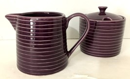 Dansk Arelli Plum Sugar and Creamer Set Embossed Rings Notched Lid EUC - £9.34 GBP