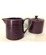 Dansk Arelli Plum Sugar and Creamer Set Embossed Rings Notched Lid EUC - £9.19 GBP