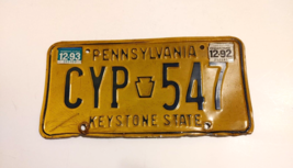 Vintage 1992 1993 Pennsylvania Keystone State License Plate Tag Yellow PA - $8.86