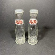 Vintage Pepsi Cola Salt Pepper Shakers Glass Miniature  - $9.80