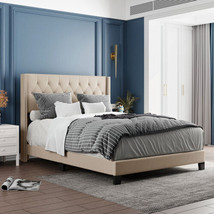 Upholstered Platform Bed with Classic Headboard, Box Spring Needed Queen... - $232.66