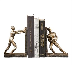 Athlete Book Ends Set 7" High Poly Stone Athletic Library Book Man Cave Office