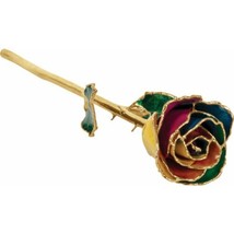 24k Gold Dipped Rainbow Lacquer Real Rose Valentine&#39;s Day Holiday Gift - £89.17 GBP