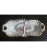 Antique MW Co Germany 8 .5 in Candy Dish w Handle Gold Trim hand painted... - £15.30 GBP