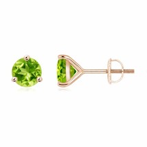 Natural Peridot Solitaire Stud Earrings For Women in 14K Gold (AAA, 6MM) - £339.24 GBP