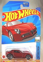 2022 Hot Wheels #156 Factory Fresh 7/10 Alfa Romeo 8C Competizione Red w/5Y Sp - £5.89 GBP