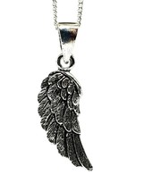 925 Silver Angel Wing Pendant Necklace Guardian Spiritual 16 or 18&quot; Curb Chain - £13.47 GBP+