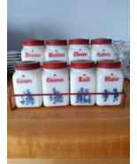 Vintage Dutch Red Diamond spice jars with metal wire rack  - $95.00