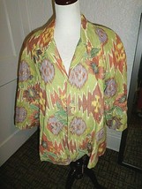 COLDWATER CREEK EMBROIDERED IKAT PRINT LINEN BLEND JACKET SIZE L - $20.00