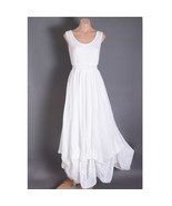 White Victorian Bohemian Summer Crochet Steampunk Ruffle Long Maxi Dress... - $109.70 CAD