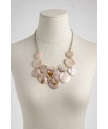 Charming Charlie Shell Disc Statement Necklace Bib Style Adjustable Chain - $18.00