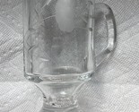 Pedestal Coffee Mug Pressed Glass w Etched Flower Cappuccino Tea Cup Vtg - $9.35