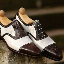 Handmade Men&#39;s Leather New Formal Two Tone Oxfords Custom made shoes-517 - $208.99