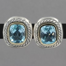 David Yurman Sterling &amp; 14K Gold Blue Topaz Albion Non-Pierced Clip Earrings - £158.02 GBP